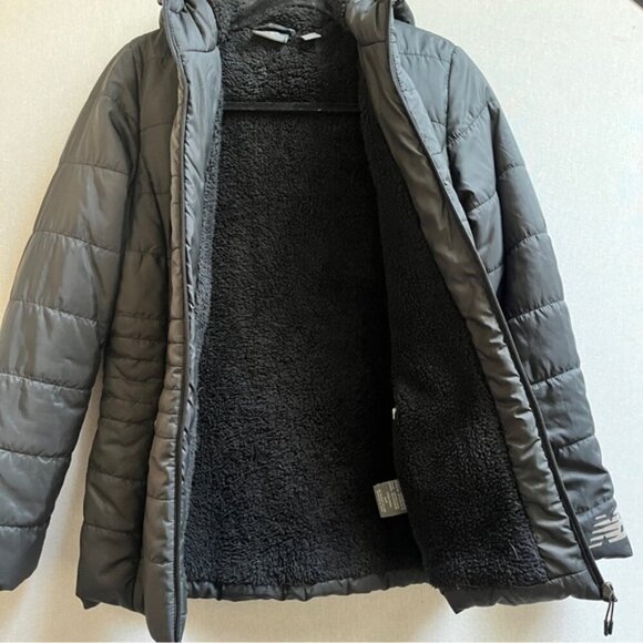 New Balance Sherpa fleece hooded puffer jacket Sz S - Picture 3 of 9